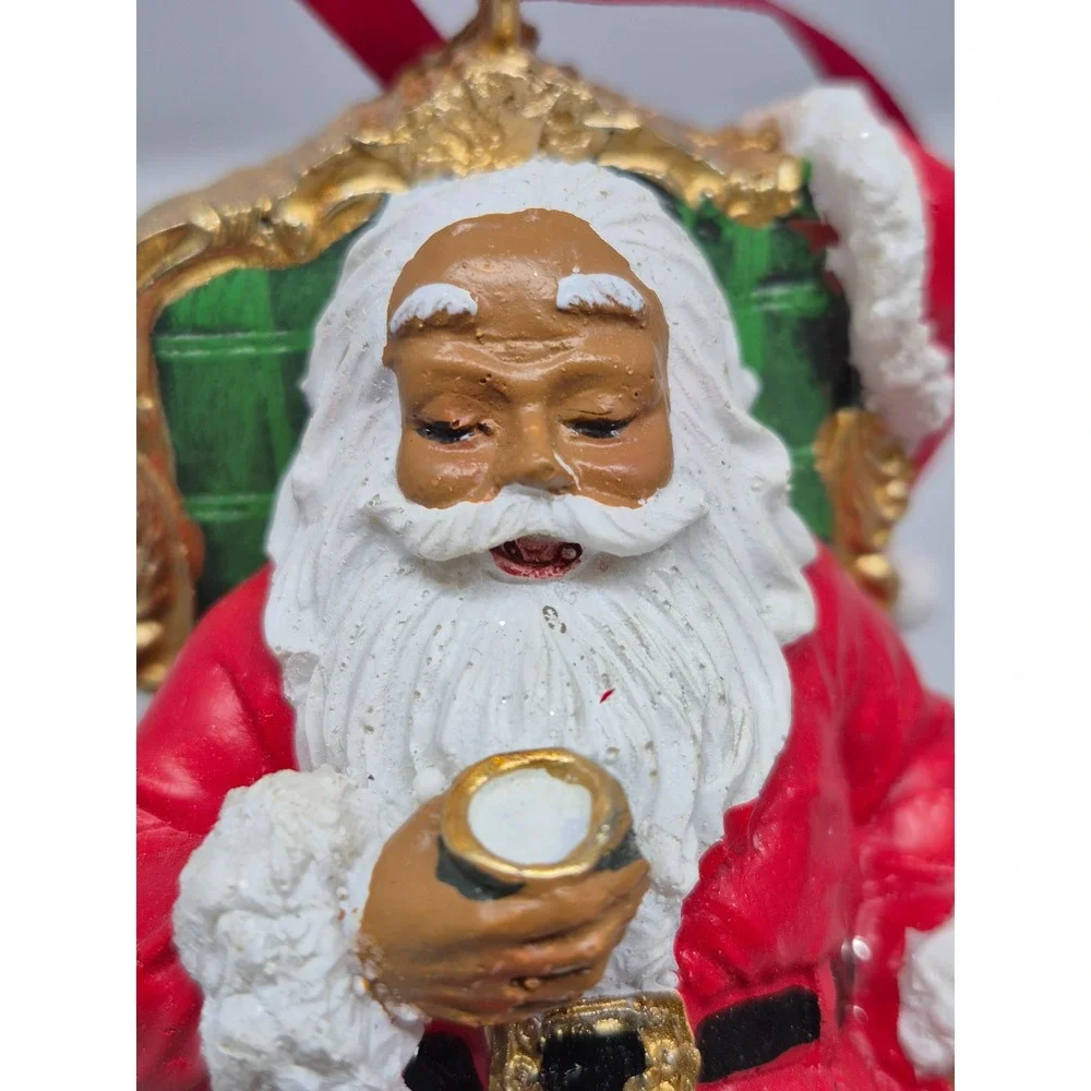CBOCS Santa Ornament African American Reclining Chair Christmas‎ Decor set of 6